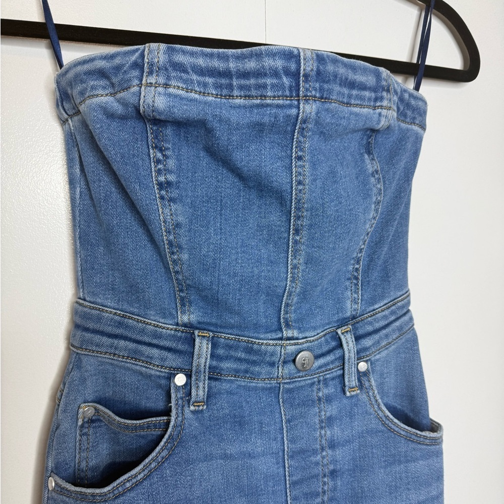 Pilcro - The Madi Front-Slit Denim Dress Strapless Western Boho - XSP - Picture 4 of 15